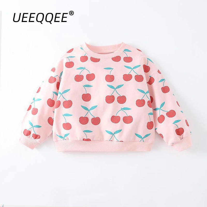 Autumn Cotton Pink Print Pattern Little Girl Clothes For Kids Cute Streetwear Pullover Children Fashion O Neck Sweatshirt 1-6Y enlarge