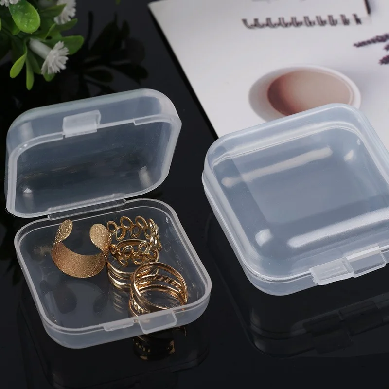 

10pcs Jewelry Organizer Transparent Small Square Box Jewelry Storage Box Ring Earrings Min Package Multifunctionanl Storage Box