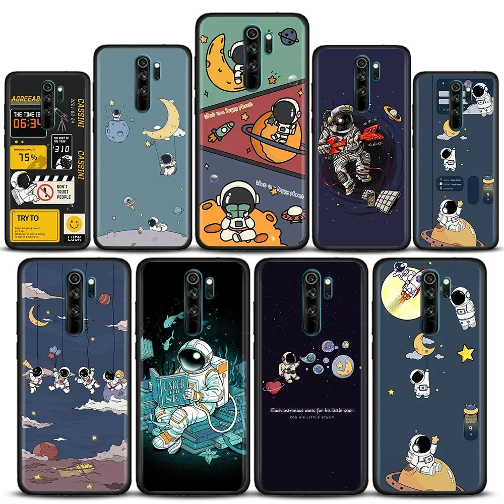 

Cute Cartoon Astronaut Planet Case For Xiaomi Redmi 9A 7A 9C 9T 9 10 7 6 8A Case Soft Silicone Cover For Redmi K40 K40s K50 Pro