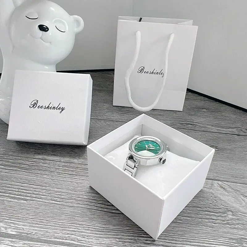 Часы женские круглые зеленые модные роскошные брендовые из нержавеющей стали