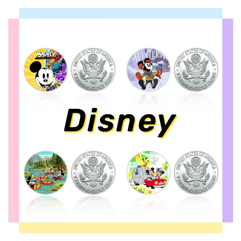 

Disney Silver Cute Mickey Mouse Mickey Commemorative Coin Cartoon Peripheral Collection Coin Donald Duck Children's Toys Gifts