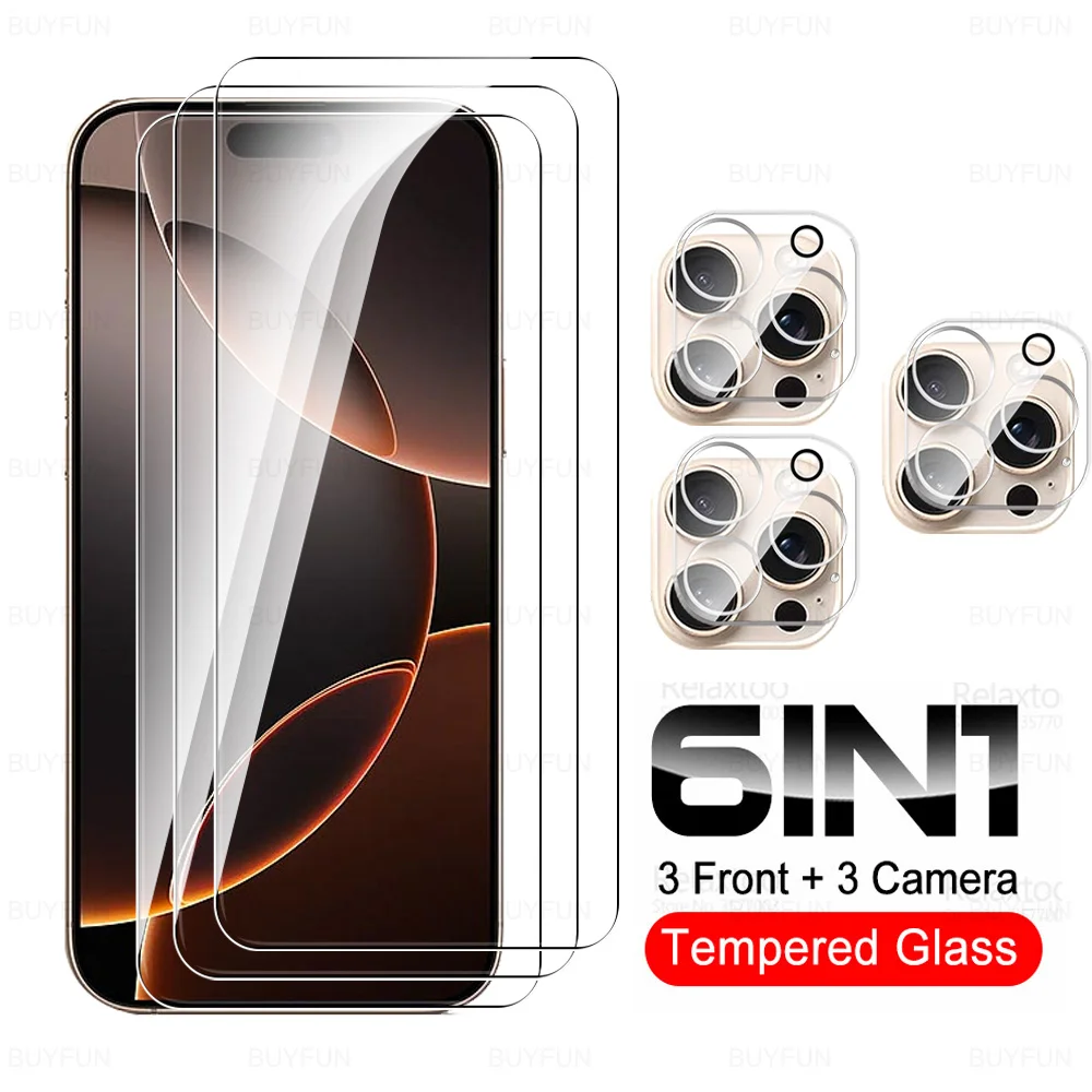 6 в 1 для iPhone 16 Pro Max Защитная пленка экрана с полным покрытием из закаленного