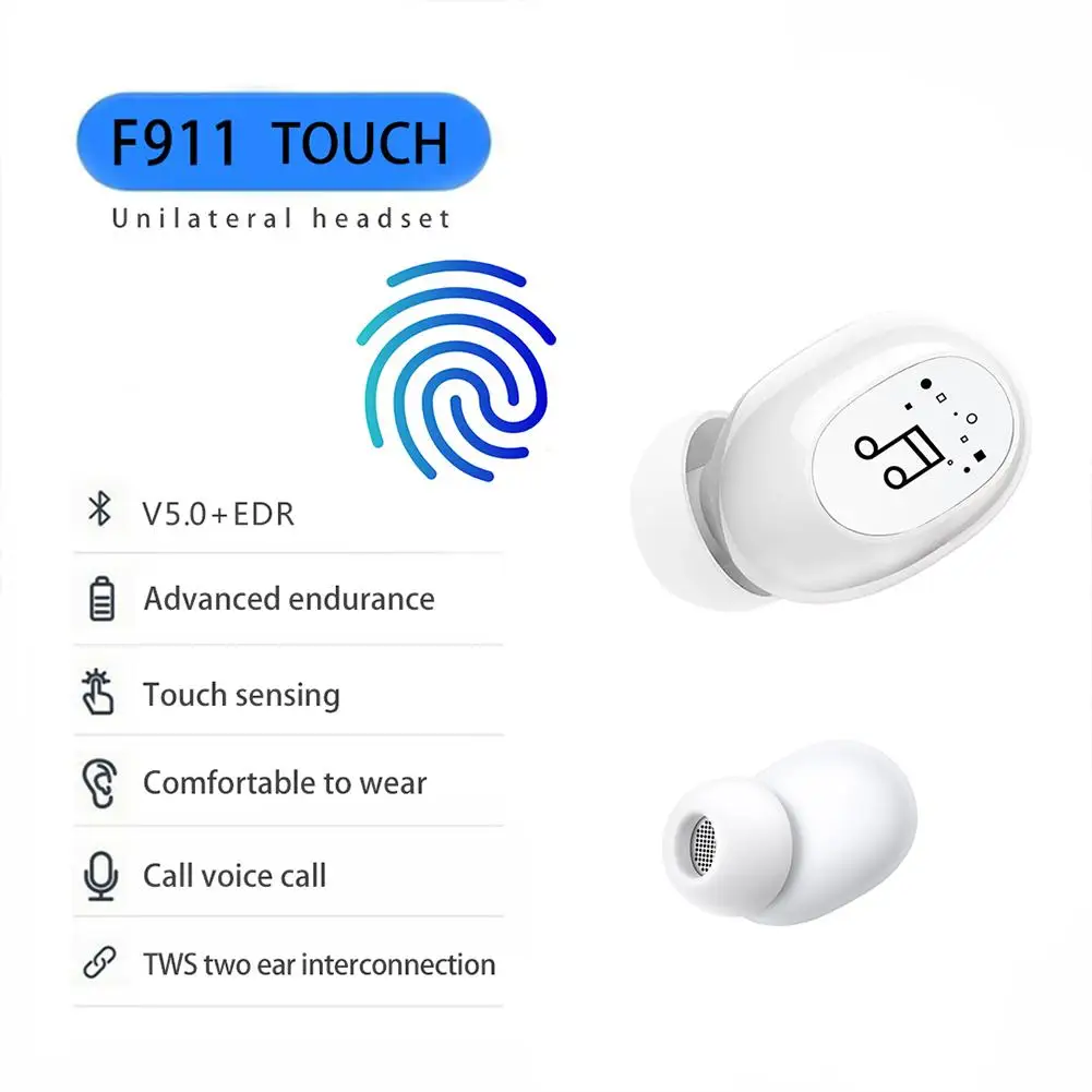 F911 Mini Bluetooth 5.0 Headset Wireless Earbuds Small Sports Stereo Nfc Function Touch Control Portable Earphones Handsfree |
