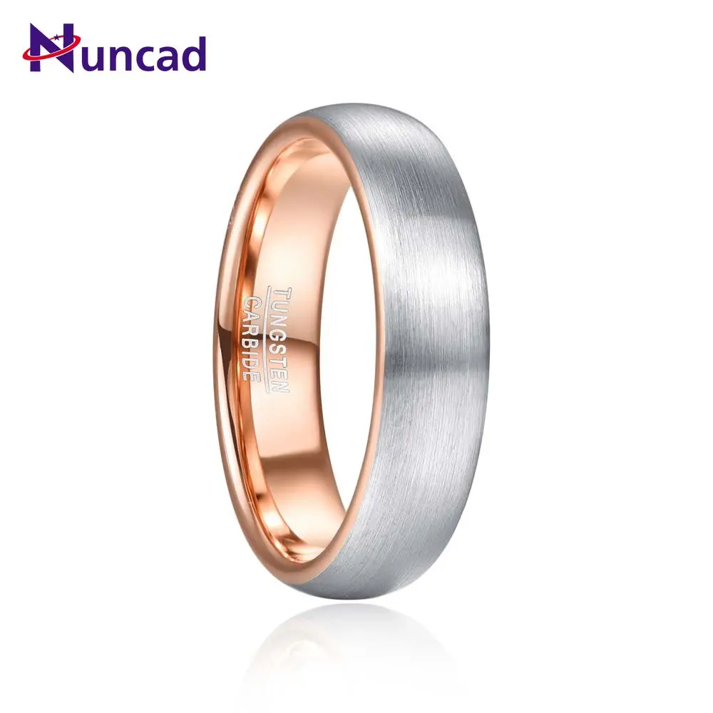 

NUNCAD 6mm Surface Lasa Inner Ring Plated with Rose Gold Tungsten Steel Ring Fashion Wedding Rings for Men Best Gift Size 7-12