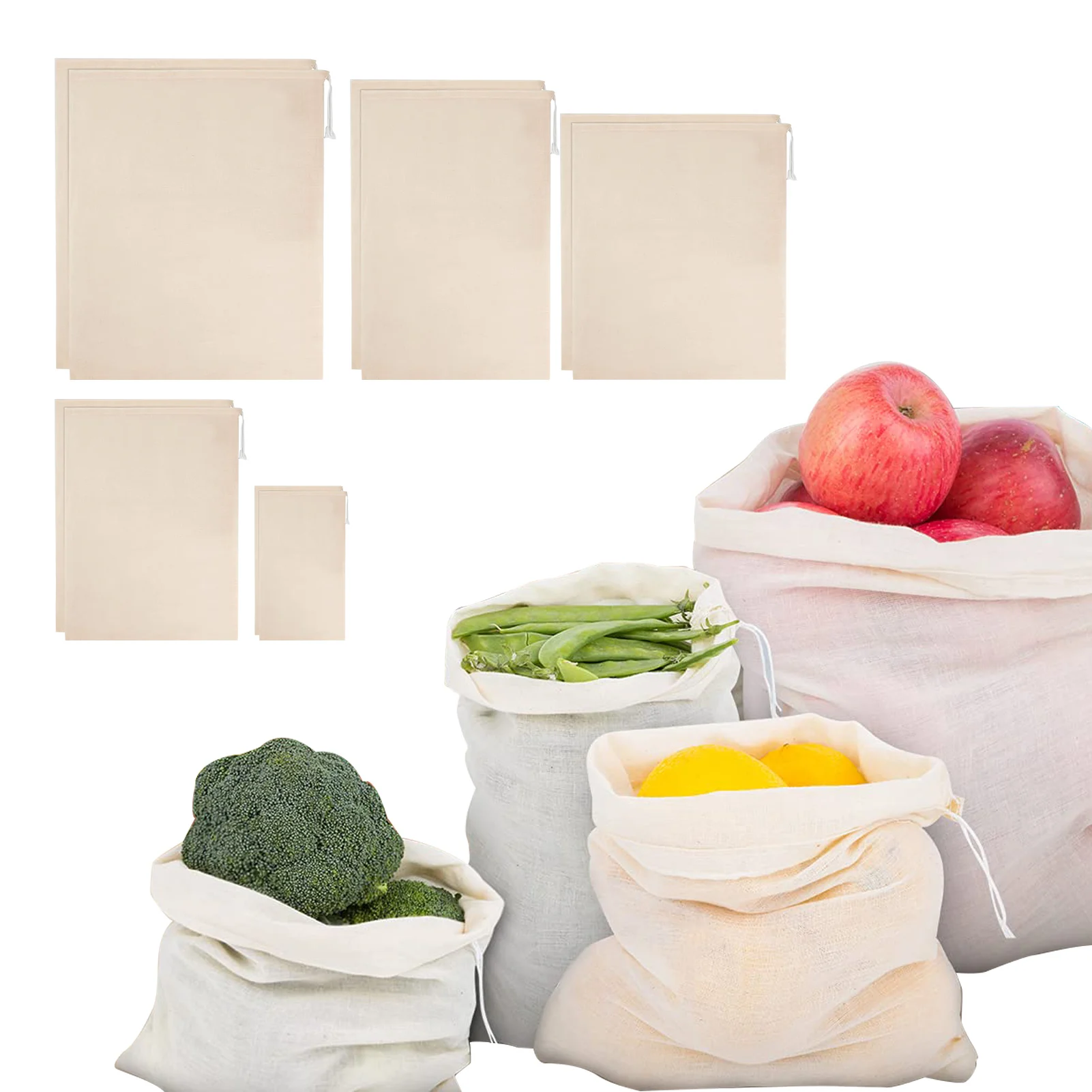 

10PCS Cotton Nut Milk Drawstring Bag Straining Herbs Cheesecloth Bags Unbleached Cotton Food Strainer Drawstring Pouches For