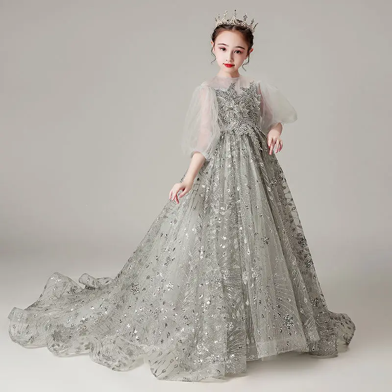 

Новинка 2022, весеннее роскошное свадебное платье для маленьких девочек на день рождения, пышные вечерние платья принцессы на день рождения, детская одежда