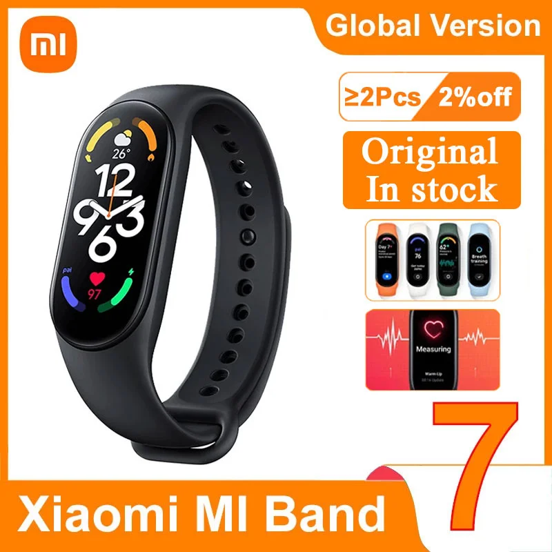 

Xiaomi – Bracelet connecté MI Band 7, avec écran AMOLED de 1.62 pouces, Bluetooth 5.2, capteur d'activité physique avec suivi du