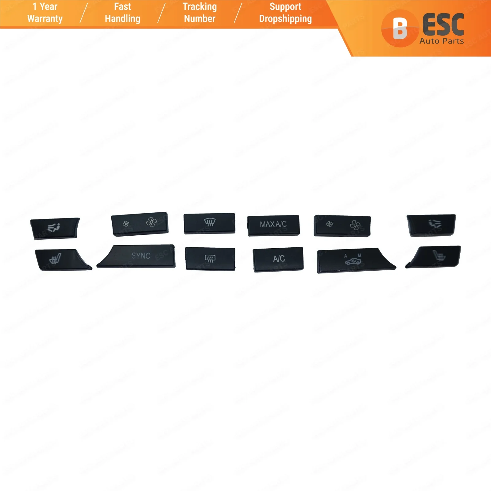

ESC Auto Parts EDP957 12 Pieces HVAC Climate Radio Control Switch Panel Button Cover 9331832 for BMW F10 2011-16 Fast Shipment