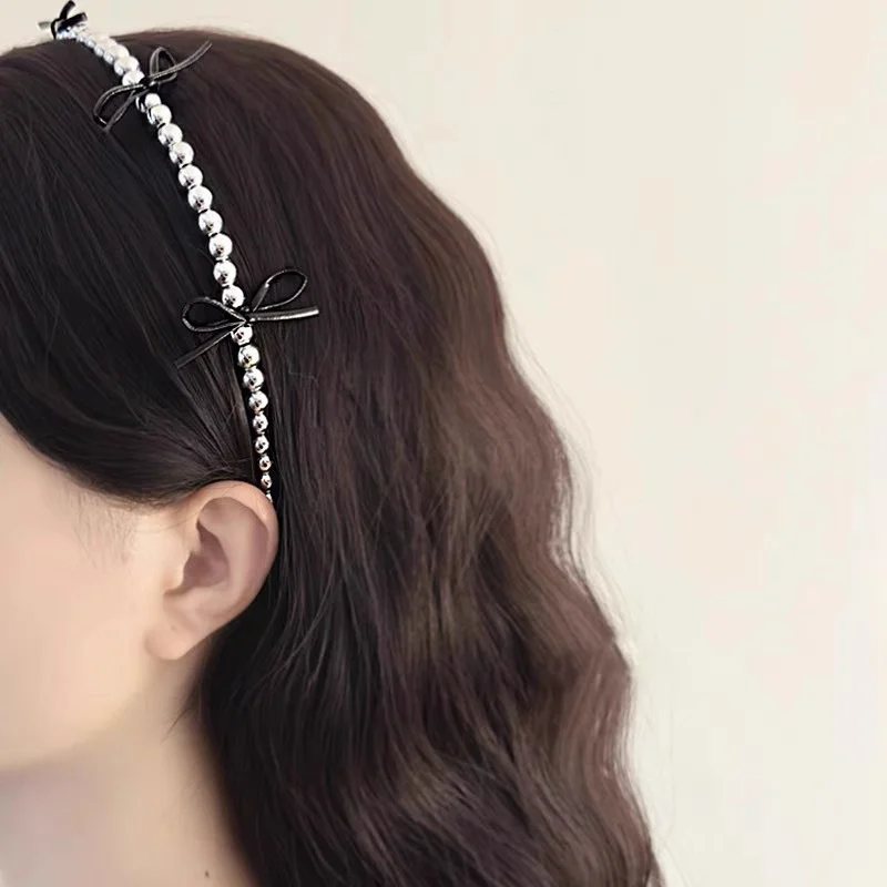 Милая повязка на голову с жемчужным бантом обруч для волос женщин и девочек