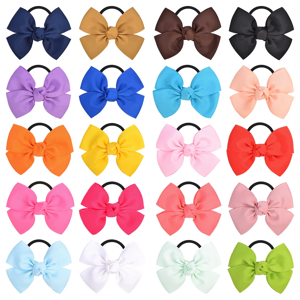 

1Piece 3.7Inches Candy Color Grosgrain Ribbon Bow Hair Bands For Kids Girls Cute Rubber Band Handmade Headwear Hair Accessories