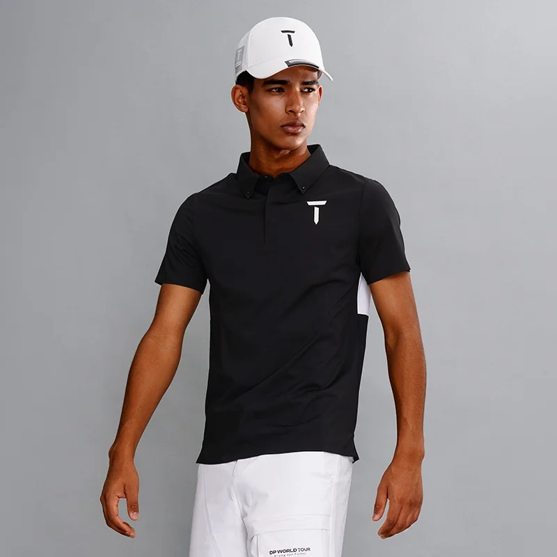 Футболка-поло мужская стрейчевая с коротким рукавом