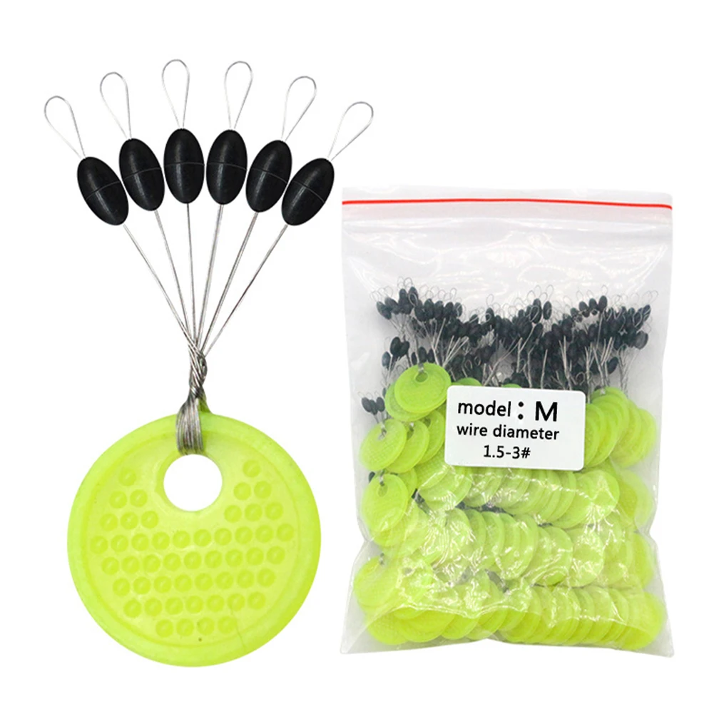 

100pcs Fishing Rubber Float Stopper 6 In 1 Bobber Stopper Oval/Cylinder Bobber Beads Sinker Stops Space Bean Tackle Accessories