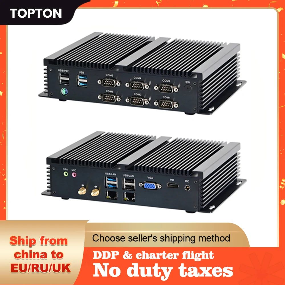 

Topton G Series Industrial Computer Fanless Mini PC Win10 Intel i7 i5 i3 2955U 2*Intel Lans 6*COM USB Linux 4G WiFi HDMI