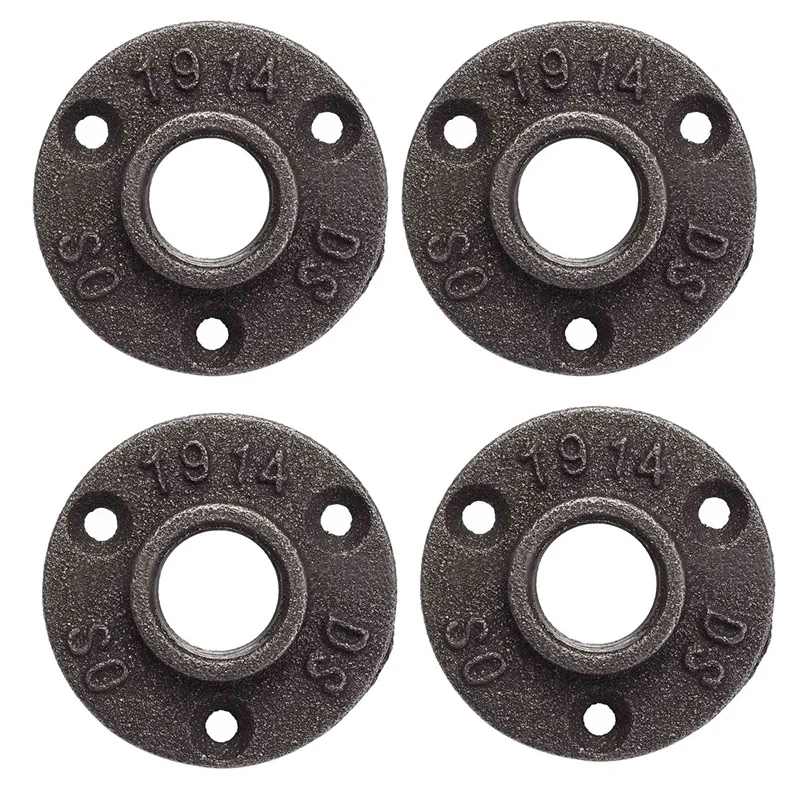 

4X 3/4 Inch Black Cast Iron Pipe Fittings Floor Flange BSP Threaded Hole