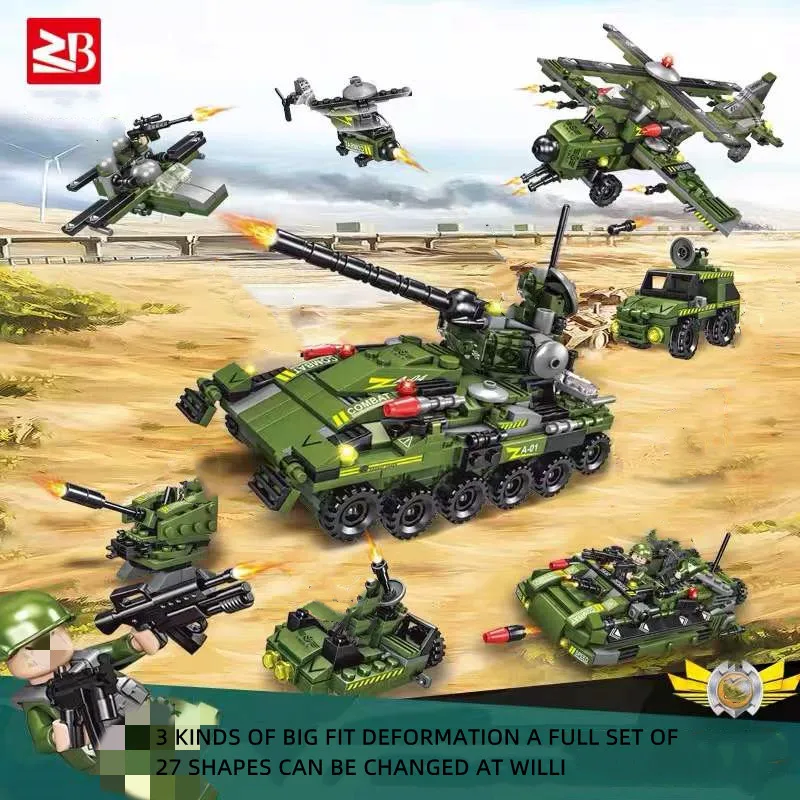 

XING MOWAN Brand 654+PCS Green Tank Building Blocks Toys Mini figures Vehicle Aircraft Boy Educational Military Compatible Brick