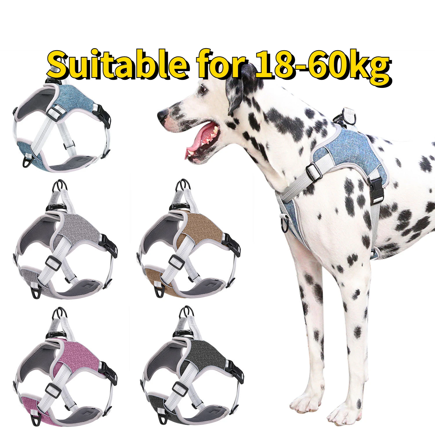 

Dog Harness,No-Pull Pet Harness with Leash Clips,Adjustable Soft Padded Dog Vest,Reflective Outdoor Pet Oxford Vest,Dog Collar