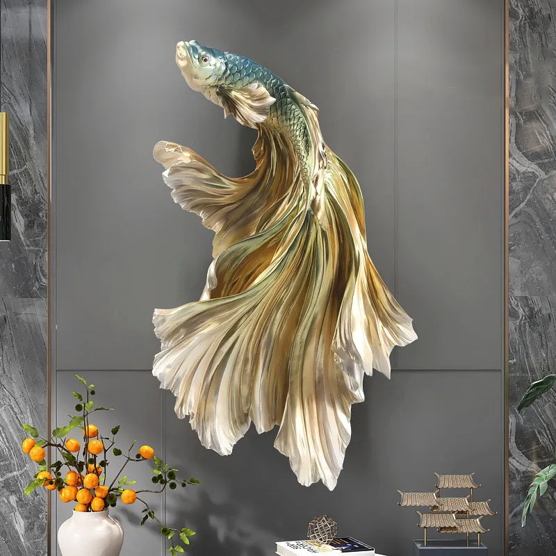 

Wall Decorations Luxury Living Room Decoration Wall Hanging Creative Fish Sculptures Sofa Background Ornaments Luxury Home Decor