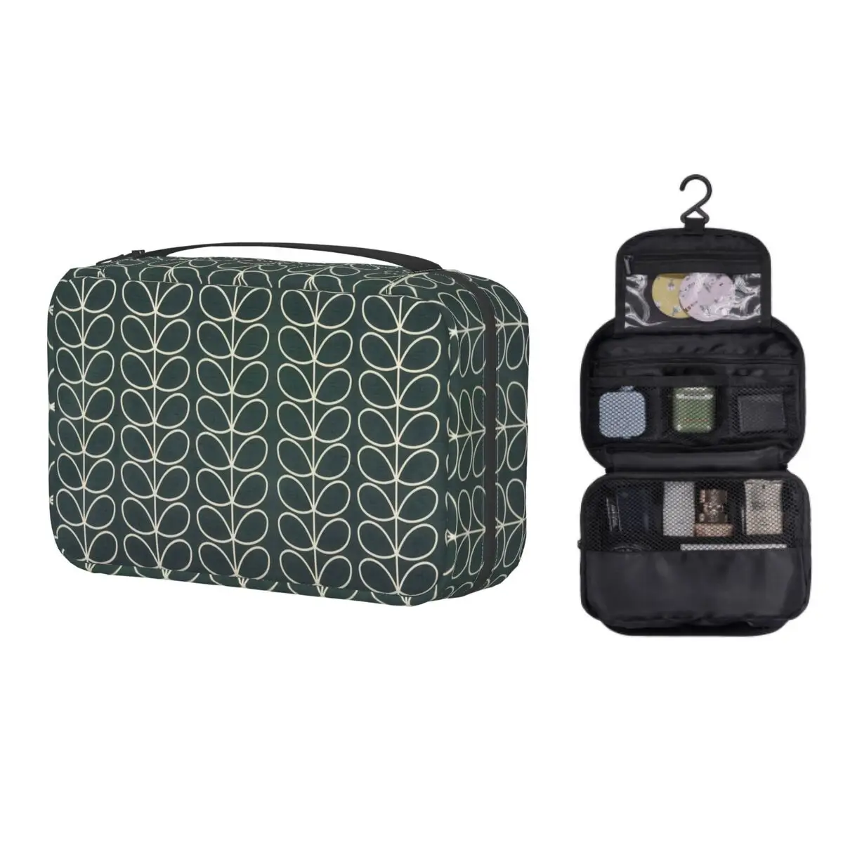 

Kawaii Orla Kiely Linear Stem Grey Travel Toiletry Bag Women Hanging Scandinavian Cosmetic Makeup Bag Dopp Kit