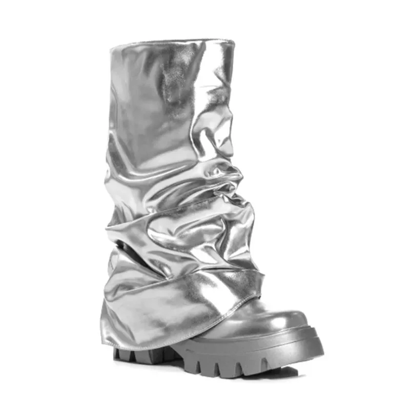 Arden Furtado 2024 металлические кожаные средние ботинки современные на платформе с