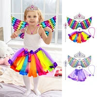 beautiful little angel princess crown tiara and wand childrens short skirt stage prop set childrens butterfly wings