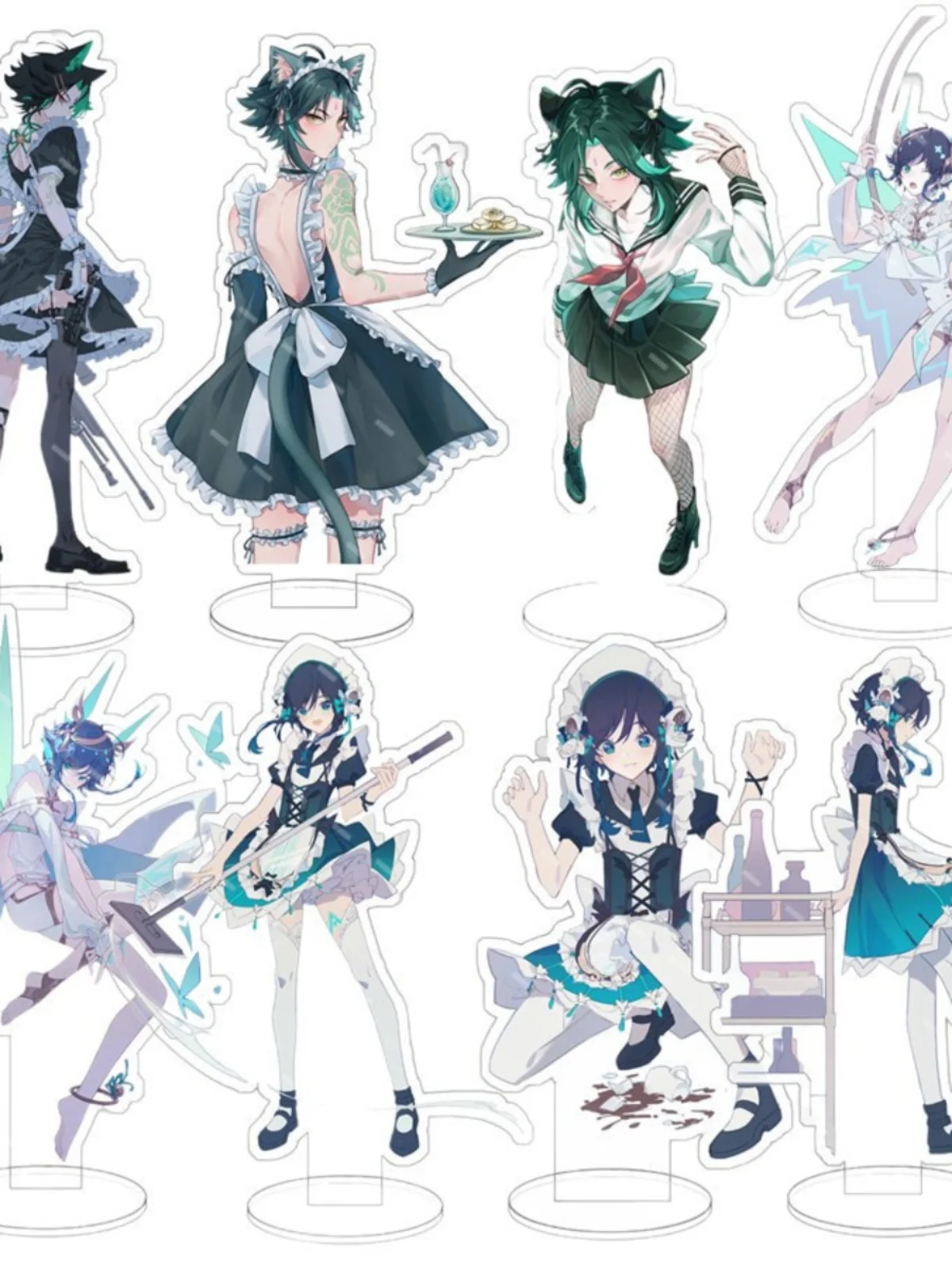 Аниме Genshin Impact Xiao Venti Косплей Мультфильм Акриловая игра Горничная Серия Двойная