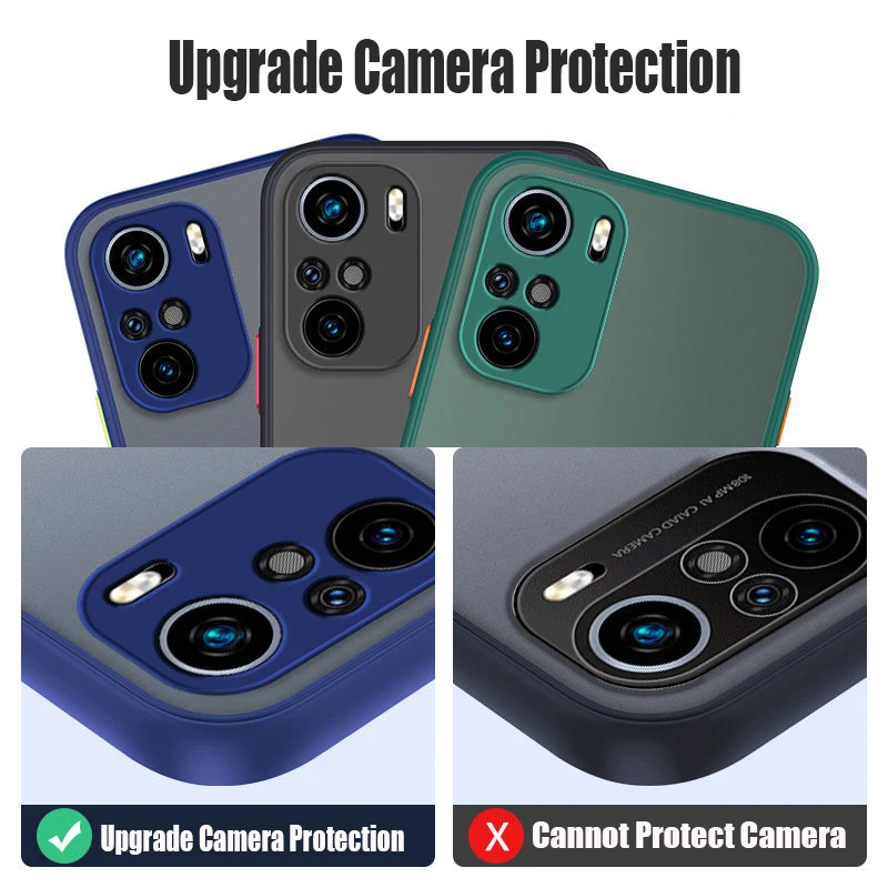 Shockproof Matte Bumper Case For Xiaomi Mi 11 Ultra 11T 10T Redmi Note 11 10 9 8 7 Lite K40 Poco M3 F3 X3Pro PC Hard Clear Cover