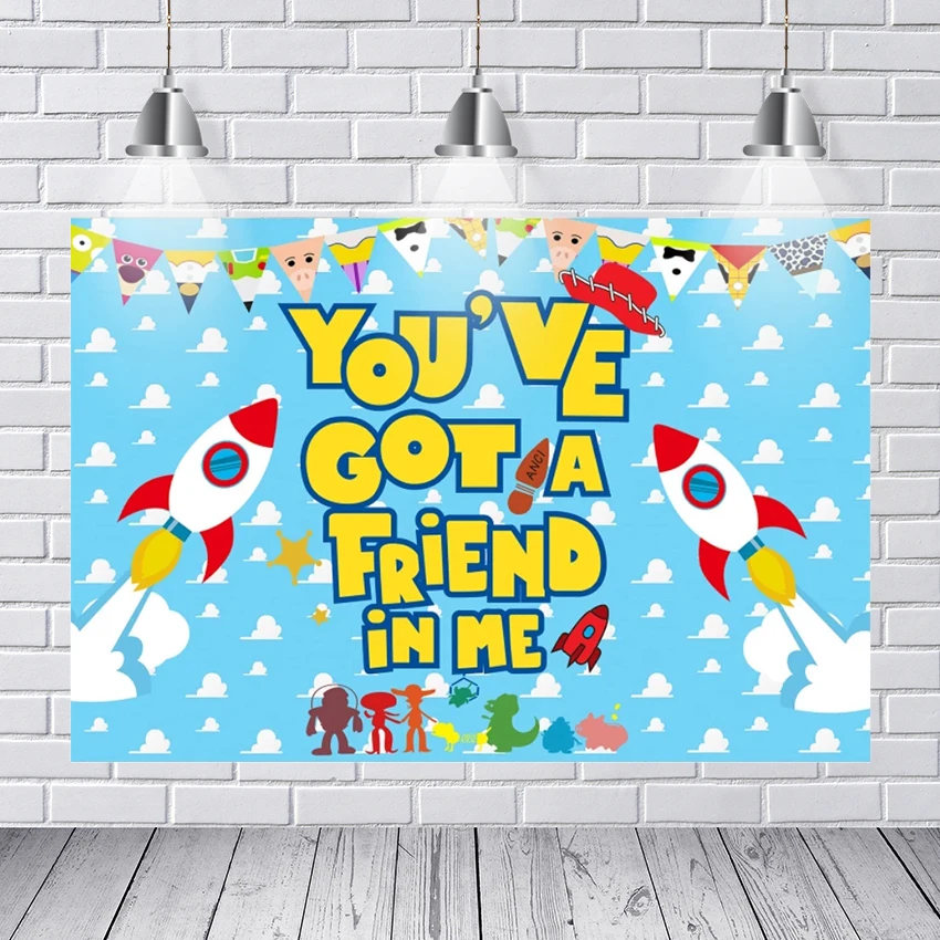 

Blue Sky Toy Story White Clouds Backdrops You've Got A Friend In Me Cartoon Boys Birthday Photography Background Photobooth