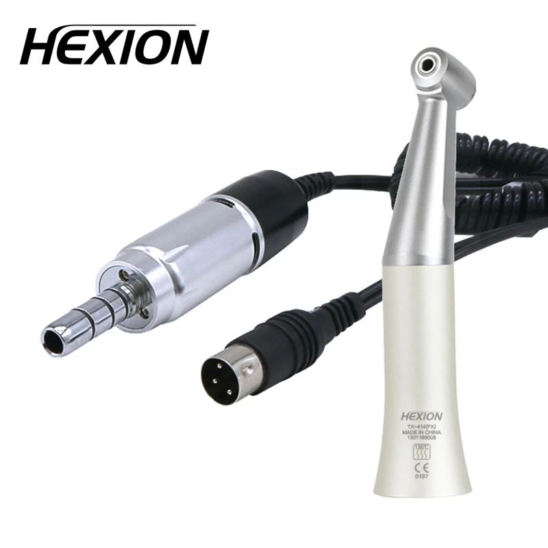 Фото Набор стоматологических низкоскоростных микромоторов HEXION E-типа, 35000 об/мин, прямой/угловой наконечник соотношения 1:1, для электродвигателя для лабораторной полировки №4