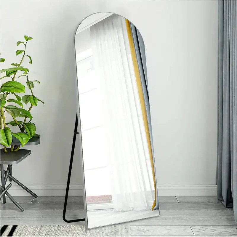 

Arched Full Length Mirror Floor Mirror with Stand Silver