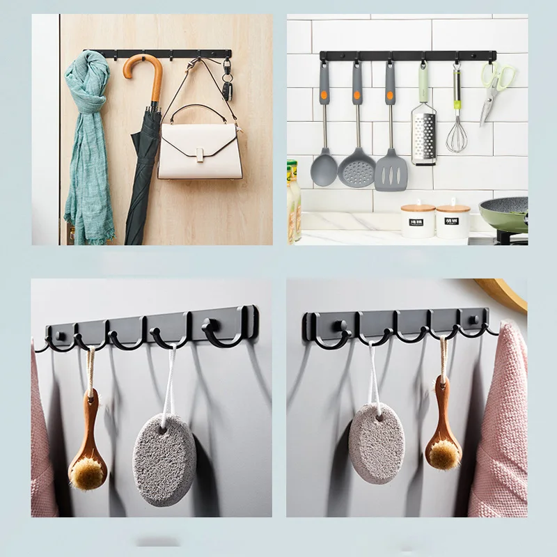 Kitchen Adhesive Hanging Bedroom Towel Hooks Heavy Duty Metal Nordic Rack Rail Hooks Coat Key Hook Stick Library Furniture