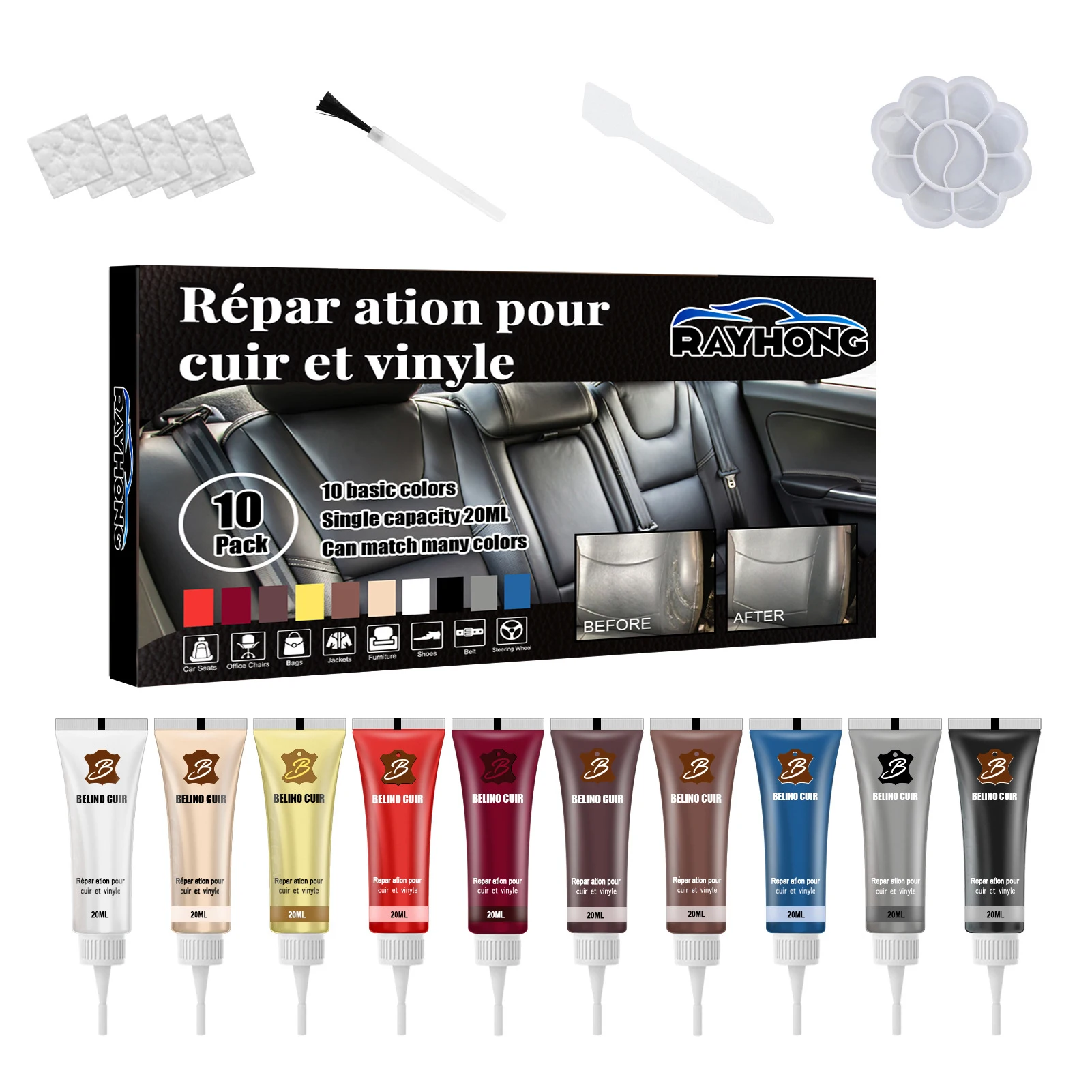 Leather And Vinyl Repair Kit Filler Set For Refurbishment Leather Paint Restorer Of Your Furniture Couch Sofa Car Seat Jacket