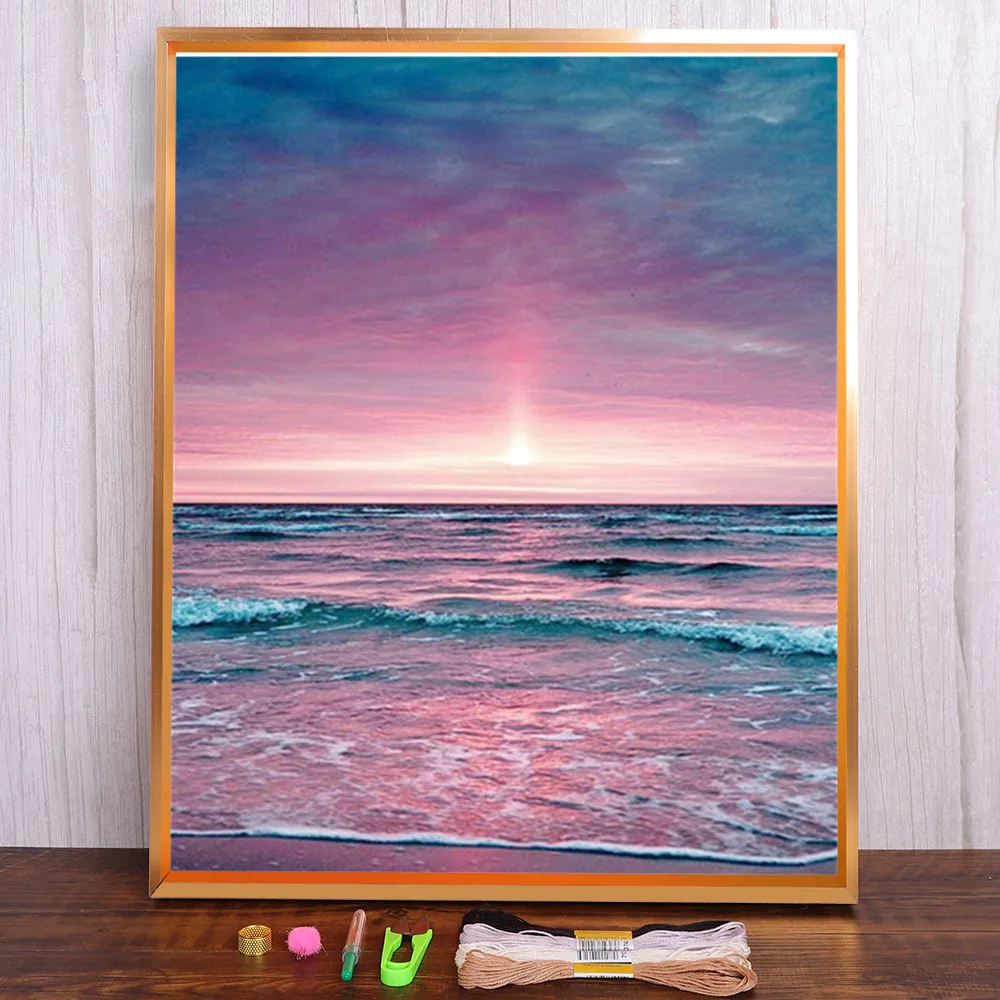 

Landscape Printed Fabric 11CT Cross-Stitch Patterns DIY Embroidery DMC Threads Painting Sewing Hobby Craft Room Decor Gift