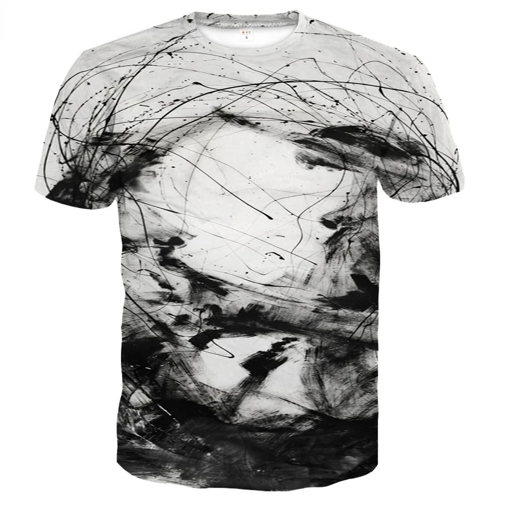 Мужская футболка с 3D-принтом круглым вырезом и коротким рукавом |