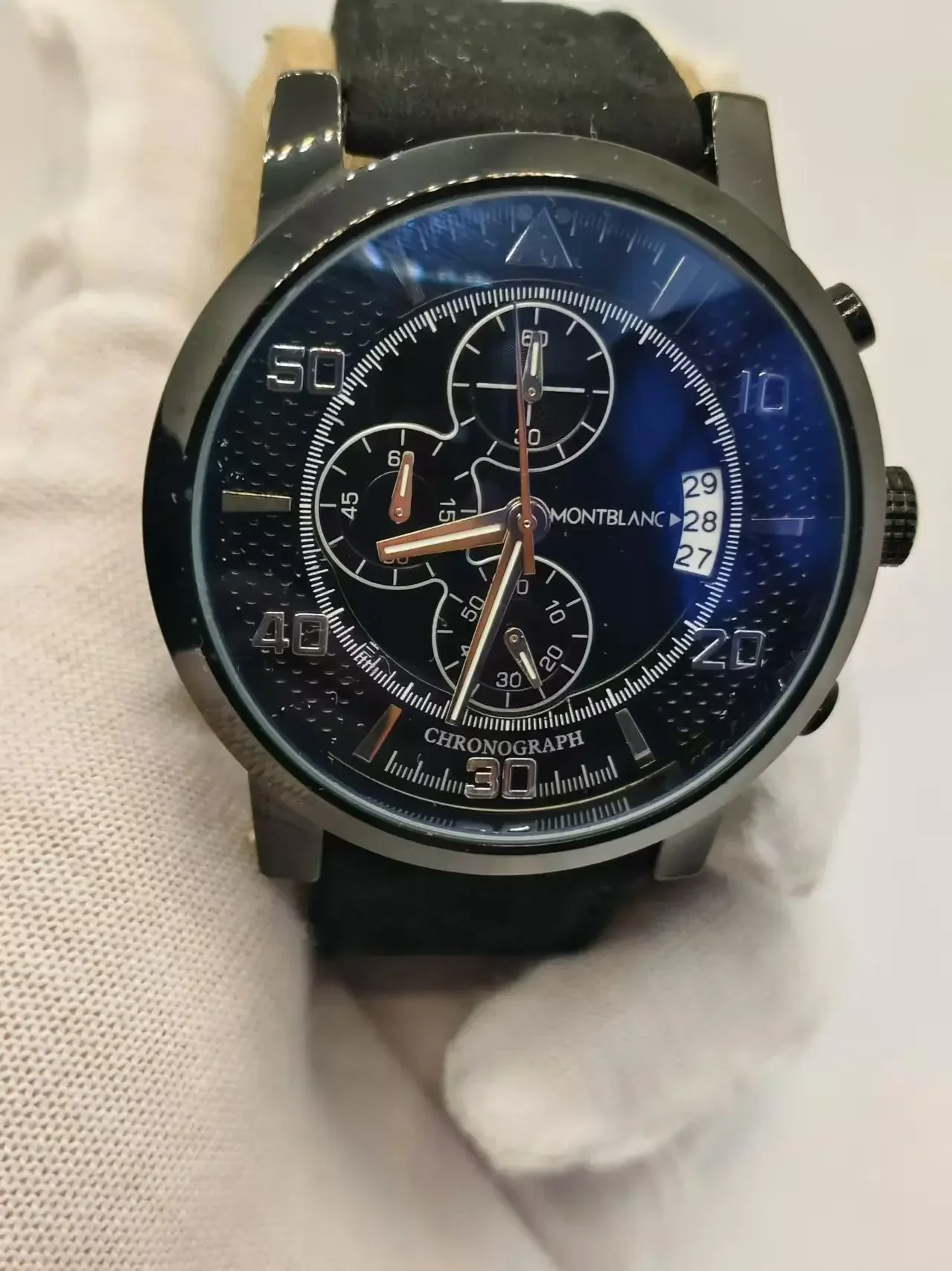 Montblanc-44 мм Мужские кварцевые часы с функцией гоночного хронографа все руки