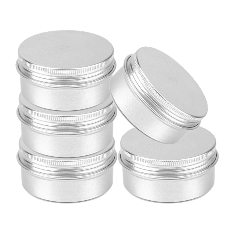 

50pcs 30/50g Cream Jar Tin Cosmetic Lip Balm Containers Nail Derocation Crafts Pot Refillable Bottle Screw Thread Empty Aluminum