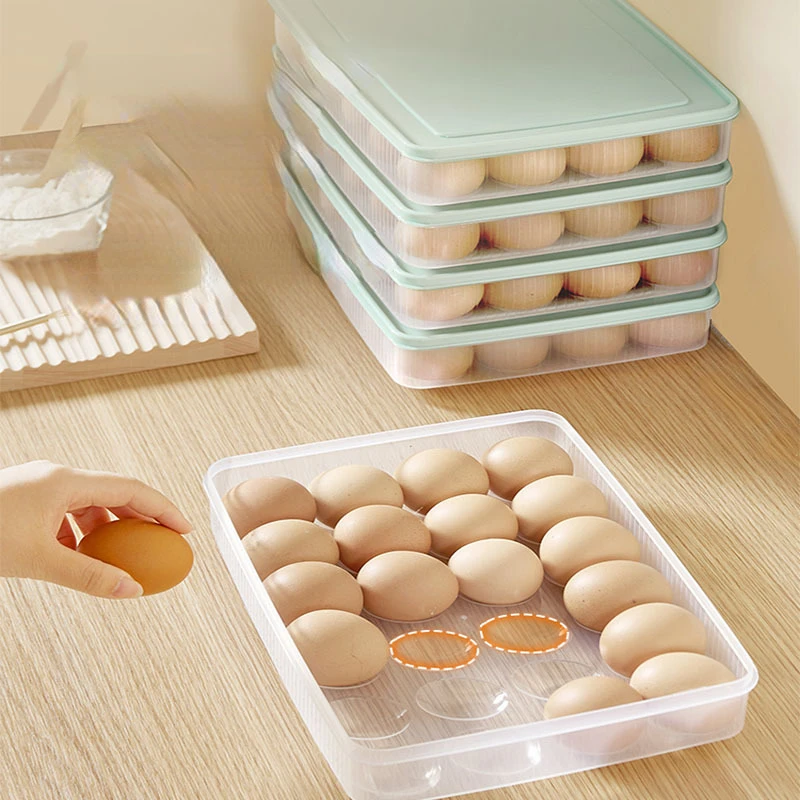 

Household 15/24 Grids Refrigerator Egg Storage Box Kitchen Food Boxes Preservation Plastic Dumpling Fresh-keeping Case Holder