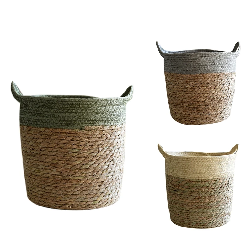 

Nordic Straw Storage Basket Rattan Floor Flower Pot Crafts Decor Modern Home Living Room Bedroom Shop Plant Basket