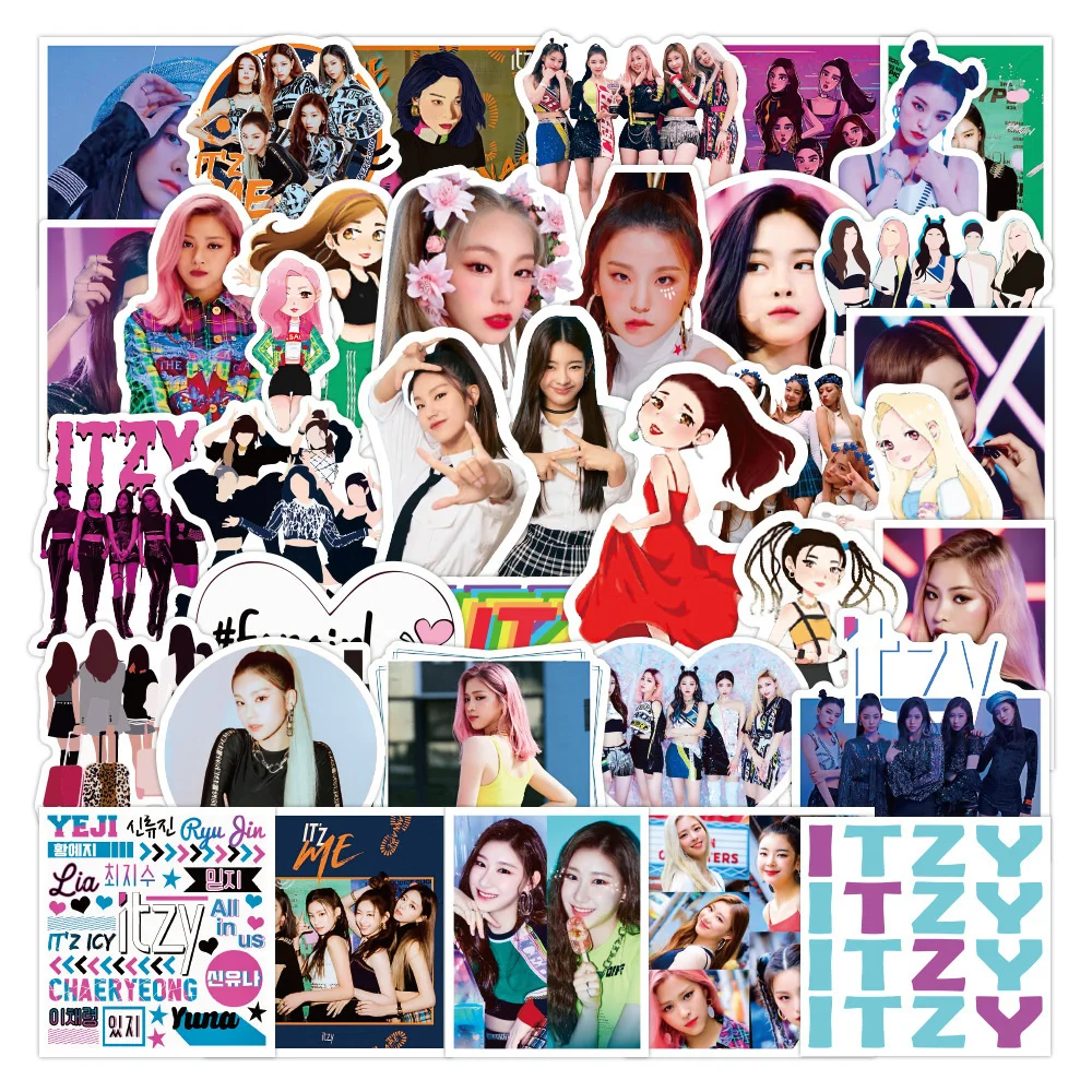 

50pcs/set Kpop ITZY Character Sticker For Luggage Laptop Notebook Waterproof PVC Stickers K-pop itzy supplies