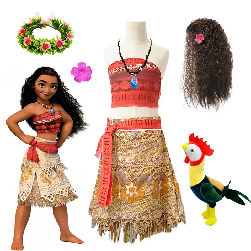 Платья Disney Моана детская одежда для девочек ожерелье Детский костюм принцессы