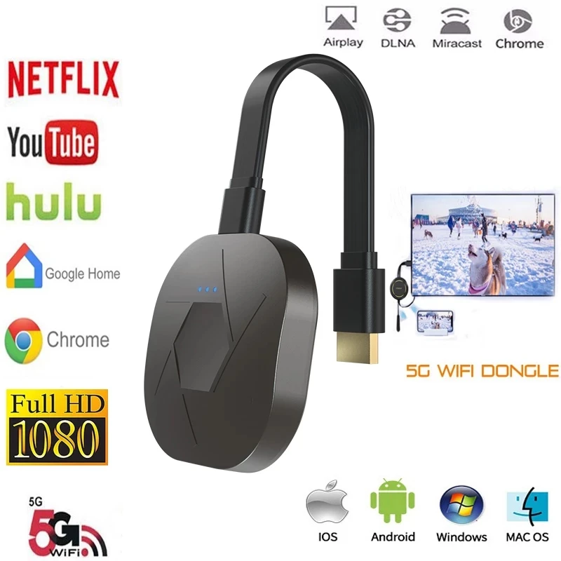 Фото 1080P беспроводной HDMI-совместимый WiFi-адаптер для дисплея, ТВ-приемник, адаптер для совместного использования экрана для IPhone, Samsung №5