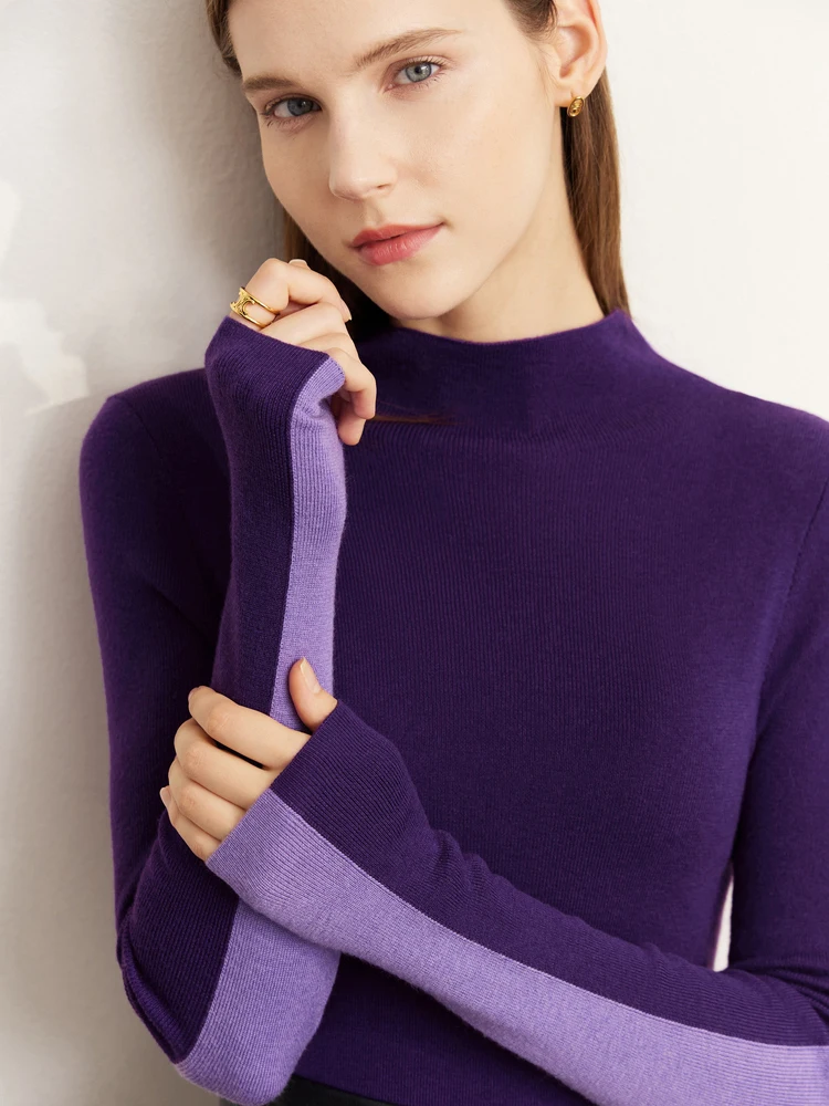 

AMII Minimalism Reversible Sweater Women Winter 2022 Turtleneck All-match Design Sense Sweaters Slim Basic Knitted Tops 12241206