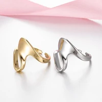 tulx minimalist geometric opening rings for women ins fashion creative irregular wave ring vintage punk party jewelry