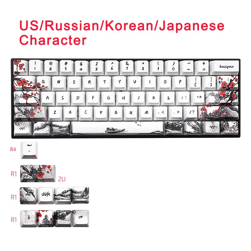 Колпачки для клавиш PBT 71 ключ GH60 GK61 GK64 SK61 Anne Pro сублимационные русские корейские