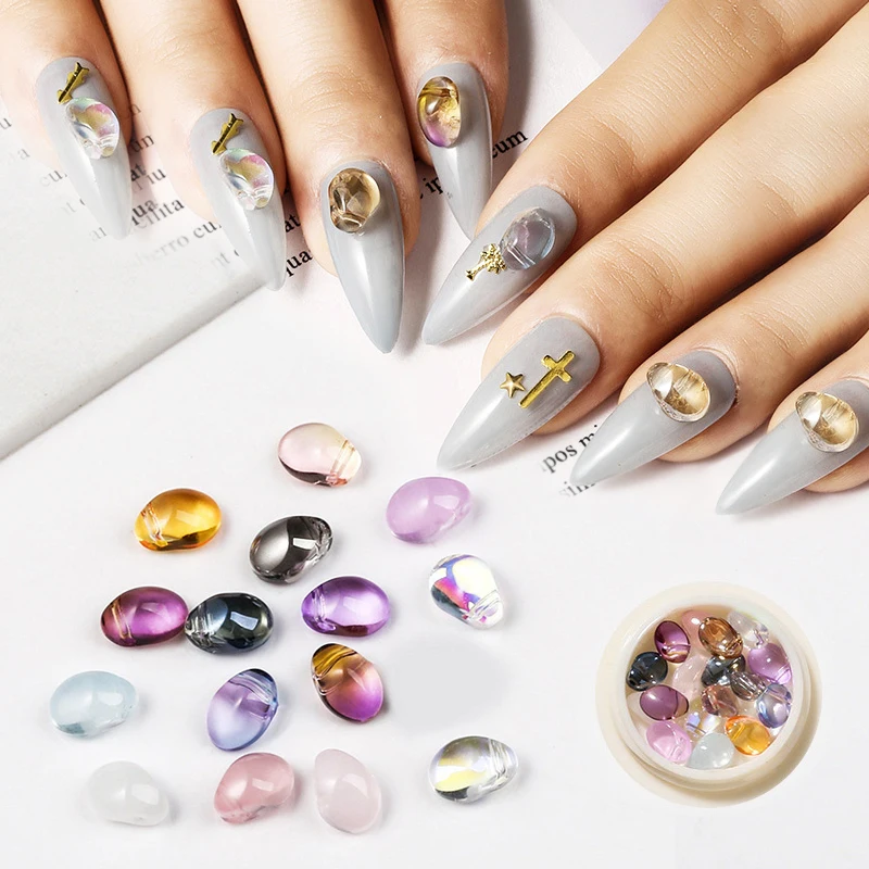 

10 шт./коробка, декоративные круглые кристаллы для ногтей