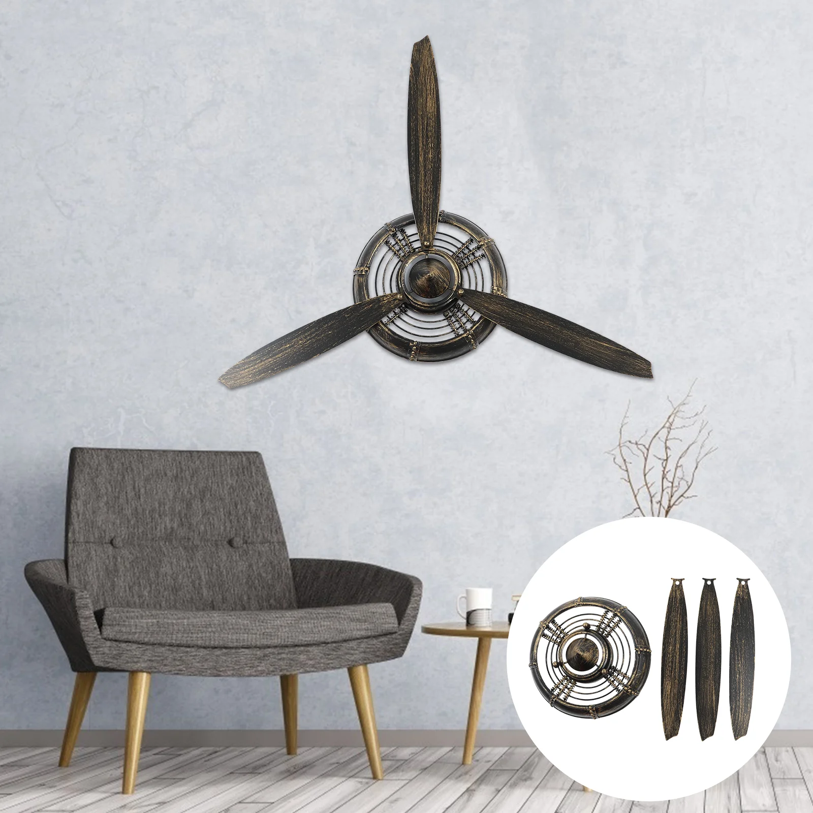 

Propeller Wall-mounted Retro Clock Hanging Decor Coffee Shop Mural Home Iron Ornament Decoration Office Novel