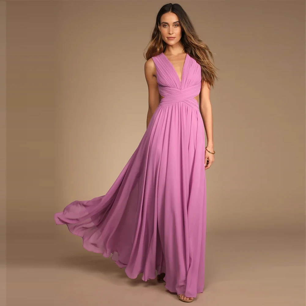 

Женское вечернее платье до пола EAEOVNI, современное облегающее платье с драпировкой, V-образным вырезом, без рукавов, с вырезом-колонкой, на мол...