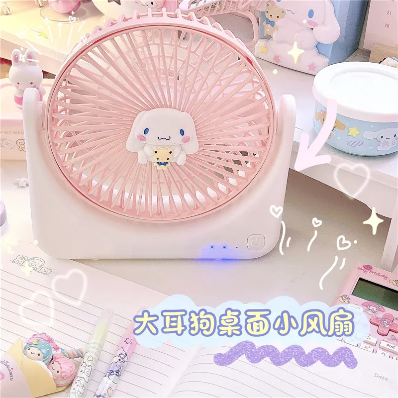 

Kawaii Sanrioed Anime Cartoon series Cinnamoroll mymelody Kuromi cute fashion Girls Heart Desktop Large Silent Charging Fan