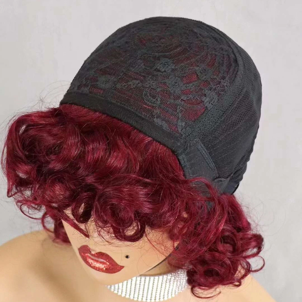 200% плотность бразильский парик из человеческих волос Remy бордовые волнистые