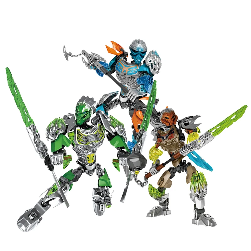 

BIONICLE Jungle Lewa Stone Pohatu Water Gali Action Figures Building Block Robot Toy For Kids Compatible Major Brand 3pcs/Set