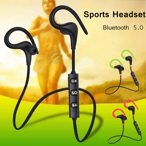 Спортивная Беспроводная Bluetooth-гарнитура 4,2 для бега, стерео-музыка, универсальные мини-наушники с двумя вкладышами, наушники с Ушными крючка...